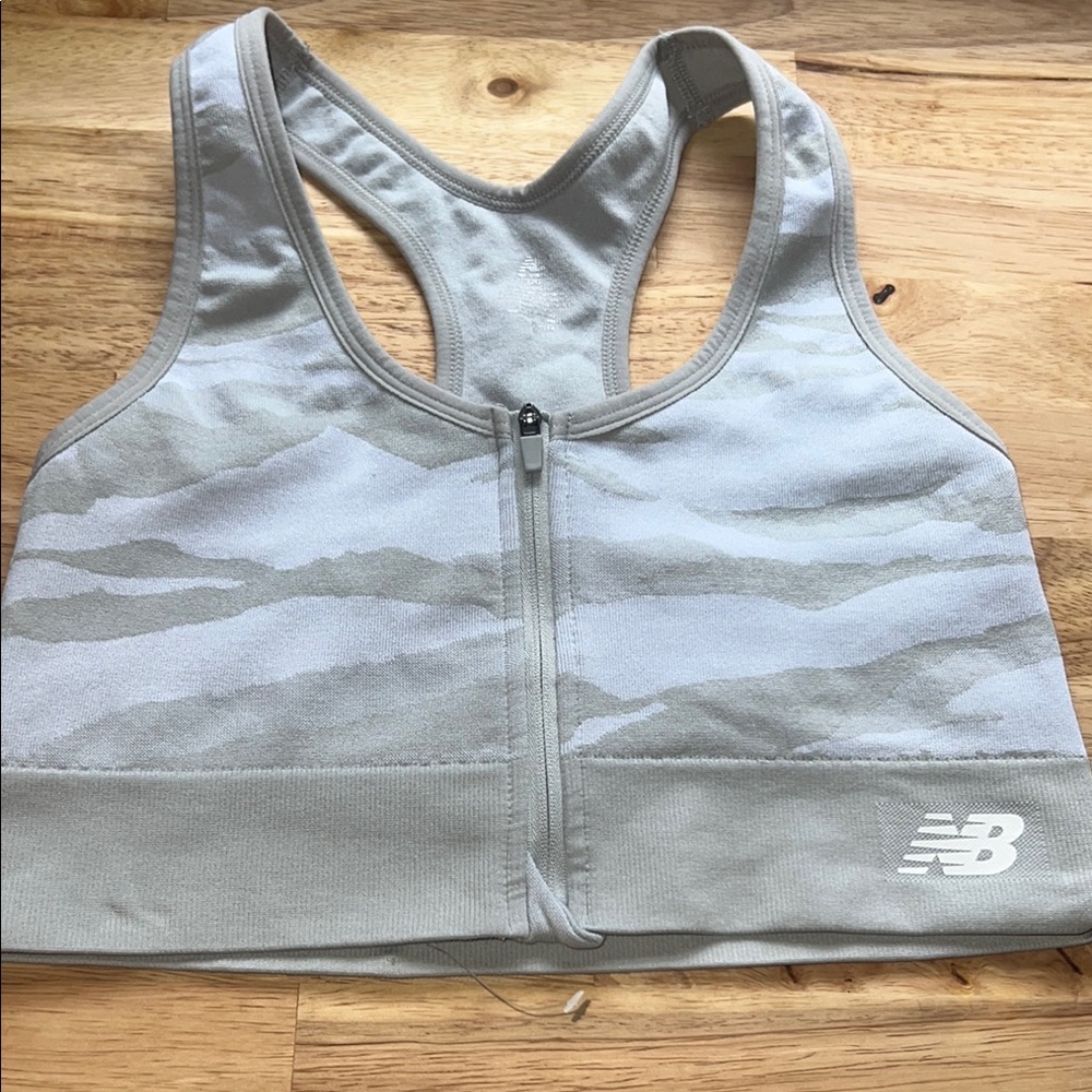New Balance Light Gray Camo Sports Bra